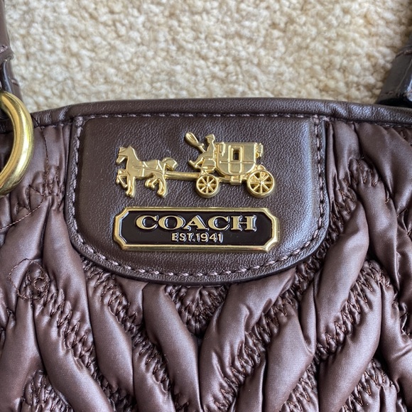 Coach Limited Edition Brown Quilted Nylon Bag w/ Purple Lining; w/ Dust Cover - Picture 2 of 10